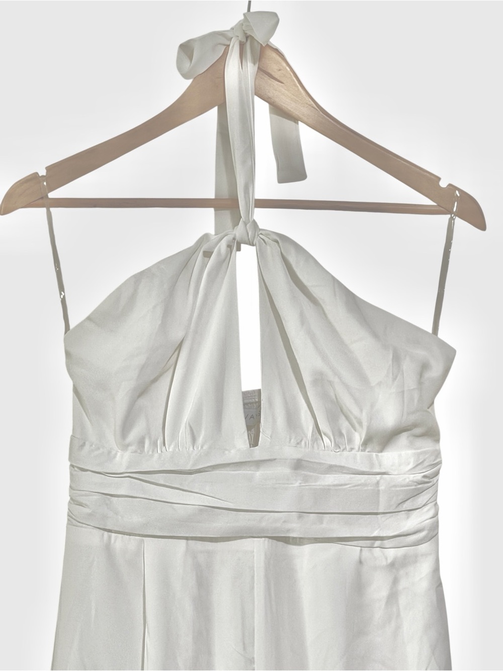 White Halter Wide Leg with Front Keyhole Jumpsuit - Picture 5 of 8